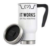 It Works On My Machine Programmer Shrug Meme Tazza termica termica da viaggio 480 ml bianca