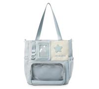 Ita bag, Crossbody Cute Bag for Teens con Finestra Trasparente per Pin, Itabag Anime, tasca con display a spilla Tracolla regolabile Ita di capacità per le donne Gilrs (Blu)