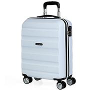 ITACA - Bagaglio A Mano Rigido Leggero Bagaglio A Mano 55X40X20 con 4 Ruote Silenziose Trolley Cabina Viaggio Aereo Ergonomico Durevole. Compatibile Ryanair, Bianco