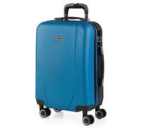 ITACA - Bagaglio A Mano Rigido Leggero Bagaglio A Mano 55X40X20 con 4 Ruote Silenziose Trolley Cabina Estensibile Viaggio Aereo Ergonomico Durevole. Compatibile Ryanair, Blu/antracite