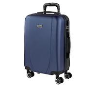 ITACA - Bagaglio A Mano Rigido Leggero Bagaglio A Mano 55X40X20 con 4 Ruote Silenziose Trolley Cabina Estensibile Viaggio Aereo Ergonomico Durevole. Compatibile Ryanair, Blu Navy-Antracite