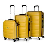 ITACA - Set di 3 valigie trolley ABS. Rigido, resistente e leggero. Maniglia telescopica. 2 maniglie 4 ruote doppie. Lucchetto incorporato Piccolo per T71600 a basso costo, Color Senape
