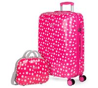 ITACA - Set valigia media e bagaglio a mano bambina e bambino, per viaggi aereo, leggera - Trolley rigide e resistente, mediano, 4 ruote cabina, con lucchetto a combinazione, bambini, Fucsia