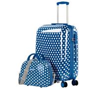 ITACA - Set valigia media e bagaglio a mano bambina e bambino, per viaggi aereo, leggera - Trolley rigide e resistente, mediano, 4 ruote cabina, con lucchetto a combinazione, bambini, Blu
