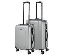 ITACA Set valigie, Offerte Valigia Grande Rigida, Valigia Media Rigida e Bagaglio a Mano Set di Valigie Tiber, Argento, S + M