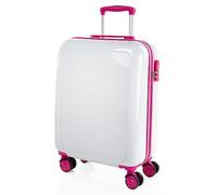 ITACA - Set Valigie Rigide per Viaggi Aerei: Media e Bagaglio a Mano - Trolley con Lucchetto, Bianco-Fucsia