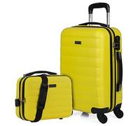 ITACA - Set valigie - Set Valigie Rigide Offerte. Valigia Grande Rigida, Valigia Media Rigida e Bagaglio a Mano. Set di Valigie con Lucchetto Combinazione TSA, Giallo