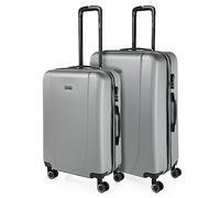 ITACA - Set valigie - Set Valigie Rigide Offerte. Valigia Grande Rigida, Valigia Media Rigida e Bagaglio a Mano. Set di Valigie con Lucchetto Combinazione TSA, Argento