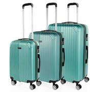 ITACA - Set valigie - Set Valigie Rigide Offerte. Valigia Grande Rigida, Valigia Media Rigida e Bagaglio a Mano. Set di Valigie con Lucchetto Combinazione TSA, Acquamarina