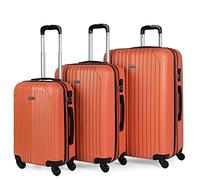 ITACA - Set valigie - Set Valigie Rigide Offerte. Valigia Grande Rigida, Valigia Media Rigida e Bagaglio a Mano. Set di Valigie con Lucchetto Combinazione TSA, Tangerino