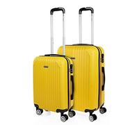 ITACA - Set valigie - Set Valigie Rigide Offerte. Valigia Grande Rigida, Valigia Media Rigida e Bagaglio a Mano. Set di Valigie con Lucchetto Combinazione TSA, Giallo