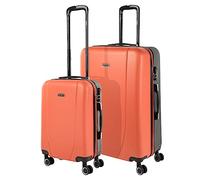 ITACA - Set valigie - Set Valigie Rigide Offerte. Valigia Grande Rigida, Valigia Media Rigida e Bagaglio a Mano. Set di Valigie con Lucchetto Combinazione TSA, Corallo-Antracite