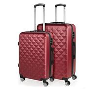 ITACA - Set valigie - Set Valigie Rigide Offerte. Valigia Grande Rigida, Valigia Media Rigida e Bagaglio a Mano. Set di Valigie con Lucchetto Combinazione TSA, Granata