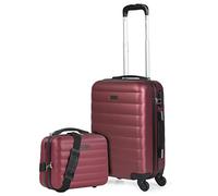 ITACA - Set valigie - Set Valigie Rigide Offerte. Valigia Grande Rigida, Valigia Media Rigida e Bagaglio a Mano. Set di Valigie con Lucchetto Combinazione TSA, Granata