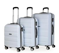 ITACA - Set valigie - Set Valigie Rigide Offerte. Valigia Grande Rigida, Valigia Media Rigida e Bagaglio a Mano. Set di Valigie con Lucchetto Combinazione TSA, Bianco