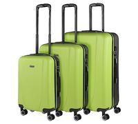 ITACA - Set valigie - Set Valigie Rigide Offerte. Valigia Grande Rigida, Valigia Media Rigida e Bagaglio a Mano. Set di Valigie con Lucchetto Combinazione TSA, Pistacchio-Antracite