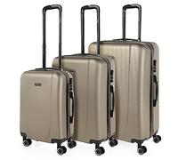 ITACA - Set valigie - Set Valigie Rigide Offerte. Valigia Grande Rigida, Valigia Media Rigida e Bagaglio a Mano. Set di Valigie con Lucchetto Combinazione TSA, Champagne