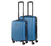 ITACA - Set valigie - Set Valigie Rigide Offerte. Valigia Grande Rigida, Valigia Media Rigida e Bagaglio a Mano. Set di Valigie con Lucchetto Combinazione TSA, Blu/antracite