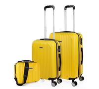 ITACA - Set valigie - Set Valigie Rigide Offerte. Valigia Grande Rigida, Valigia Media Rigida e Bagaglio a Mano. Set di Valigie con Lucchetto Combinazione TSA, Giallo