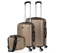 ITACA - Set valigie - Set Valigie Rigide Offerte. Valigia Grande Rigida, Valigia Media Rigida e Bagaglio a Mano. Set di Valigie con Lucchetto Combinazione TSA, Champagne