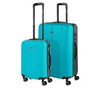 ITACA - Set valigie - Set Valigie Rigide Offerte. Valigia Grande Rigida, Valigia Media Rigida e Bagaglio a Mano. Set di Valigie con Lucchetto Combinazione TSA, Turchese/antracite