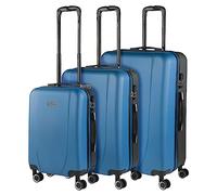 ITACA - Set valigie - Set Valigie Rigide Offerte. Valigia Grande Rigida, Valigia Media Rigida e Bagaglio a Mano. Set di Valigie con Lucchetto Combinazione TSA, Blu/antracite