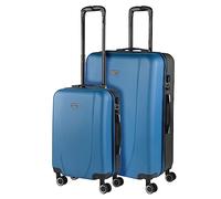 ITACA - Set valigie - Set Valigie Rigide Offerte. Valigia Grande Rigida, Valigia Media Rigida e Bagaglio a Mano. Set di Valigie con Lucchetto Combinazione TSA, Blu/antracite