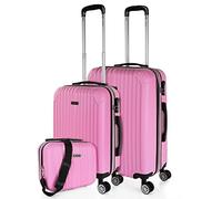 ITACA - Set valigie - Set Valigie Rigide Offerte. Valigia Grande Rigida, Valigia Media Rigida e Bagaglio a Mano. Set di Valigie con Lucchetto Combinazione TSA, Rosa