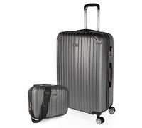 ITACA - Valigia 23Kg da stiva capiente Valigia rigida XL con ruote silenziose Valigia espandibile Trolley Grande Rigido leggero ideale per viaggi lunghi con Lucchetto a combinazione, Antracite