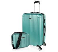 ITACA - Valigia 23Kg da stiva capiente rigida XL con ruote silenziose espandibile Trolley Grande Rigido leggero ideale per viaggi lunghi con Lucchetto a combinazione, Acquamarina