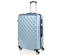 ITACA - Valigia Grande Rigida Viaggio Rigide. Trolley Grande con 4 RuoteDoppie Girevoli. Materiale ABS Valigia Rigida Grande Resistente e Leggero TSA, Blu chiaro