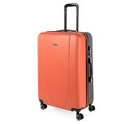 ITACA - Valigia Grande Rigida Viaggio Rigide. Trolley Grande con 4 RuoteDoppie Girevoli. Materiale ABS Valigia Rigida Grande Resistente e Leggero TSA, Corallo-Antracite