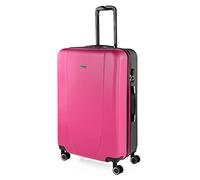 ITACA - Valigia 23Kg da stiva capiente Valigia rigida XL con ruote silenziose Trolley Grande Rigido leggero ideale per viaggi lunghi con Lucchetto a combinazione, Fucsia/antracite