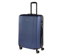 ITACA - Valigia 23Kg da stiva capiente Valigia rigida XL con ruote silenziose Trolley Grande Rigido leggero ideale per viaggi lunghi con Lucchetto a combinazione, Blu Navy-Antracite