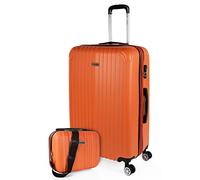 ITACA - Valigia 23Kg da stiva capiente Valigia rigida XL con ruote silenziose Valigia espandibile Trolley Grande Rigido leggero ideale per viaggi lunghi con Lucchetto a combinazione, Tangerino