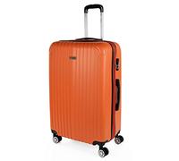 ITACA - Valigia Grande Rigida Viaggio Rigide. Trolley Grande con 4 RuoteDoppie Girevoli. Materiale ABS Valigia Rigida Grande Resistente e Leggero TSA, Tangerino