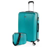 ITACA - Valigia 23Kg da stiva capiente Valigia rigida XL con ruote silenziose Valigia espandibile Trolley Grande Rigido leggero ideale per viaggi lunghi con Lucchetto a combinazione, Verde menta