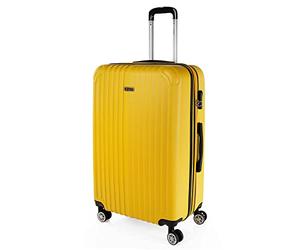 ITACA - Valigia 23Kg da stiva capiente Valigia rigida XL con ruote silenziose Valigia espandibile Trolley Grande Rigido leggero ideale per viaggi lunghi con Lucchetto a combinazione, Giallo