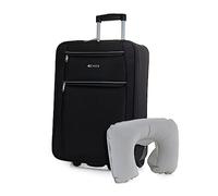 ITACA - Valigia Bagaglio a Mano 55x40x20 Semirigido. Trolley Bagaglio a Mano con 2 Ruote. Valigie Trolley Piccolo da Viaggio. Materiale EVA Polyester Resistente e Super Leggero T71950B, Nero
