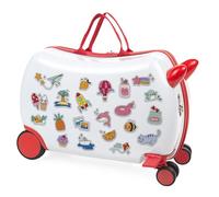 ITACA - Valigia Bambina Con Seduta Comoda Trolley Cavalcabile Con Ruote Girevoli Valigia Per Bambini Leggera Colorata Design Giocoso Viaggi Divertenti Per Piccoli, Rosso