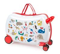 ITACA - Valigia Bambina Con Seduta Comoda Trolley Cavalcabile Con Ruote Girevoli Valigia Per Bambini Leggera Colorata Design Giocoso Viaggi Divertenti Per Piccoli, Animali