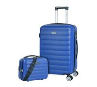 ITACA - Valigia Da Stiva Rigida Valigia Espandibile - Trolley Grande Con Ruote Con borsa da toilette, Valigia 23kg Per Viaggi, Trolley Da Stiva Resistente. Lucchetto a Combinazione, Blu