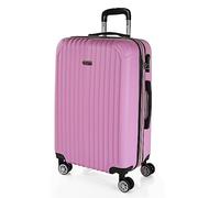 ITACA - Valigia Da Stiva Rigida Valigia Espandibile - Trolley Grande Con Ruote, Valigia 23kg Per Viaggi, Trolley Da Stiva Resistente. Lucchetto a Combinazione, Rosa