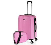 ITACA - Valigia Media da Viaggio Rigide. Trolley Medio con 4 Ruote. Materiale ABS Valigia Media Rigida in Offerta Resistente e Super Leggero - Valigia 20 kg Lucchetto TSA, Rosa