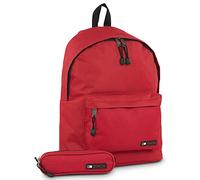 ITACA - Zaino - Zaini. Casual Zainetto Uomo. Zaino Piccolo Uomo - Zaino Scuola Media Comodo e Pratico per L'uso Quotidiano - Tela e finta finta pelle Zaino Scuola 25332, Rosso