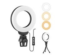 ITAL Luce ad anello a LED da 4" con supporto da tavolo e clip per schermo - Illuminazione dimmerabile e regolabile per fotografia, videoconferenze o trucco