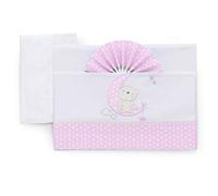Italbaby 015.3010-0401 completo di lenzuoline ricamate per carrozzina moon rosa