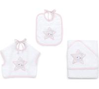 Italbaby set con asciugamano con cappuccio, e bavaglino little star rosa