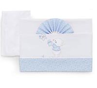 Italbaby completo di lenzuoline ricamate per lettino 3 pezzi serie bear azzurro