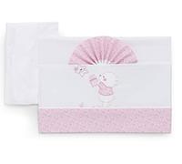 Italbaby completo di lenzuoline ricamate per lettino 3 pezzi serie bear rosa